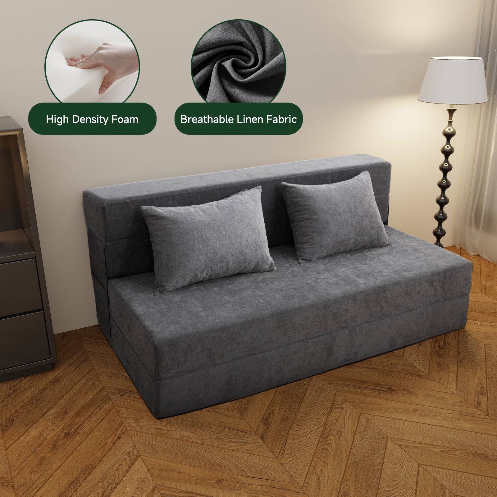 Folding Sofa Bed with Memory Foam, Convertible Sofa Chair with Removable Cover, Foldable Sleeper for Living Room, Dorm or Apartment