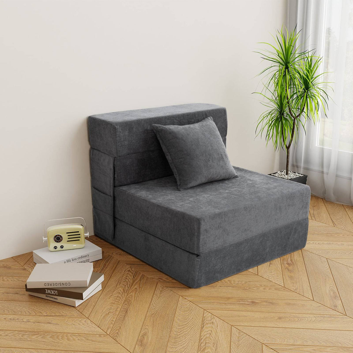 Folding Sofa Bed with Memory Foam, Convertible Sofa Chair with Removable Cover, Foldable Sleeper for Living Room, Dorm or Apartment