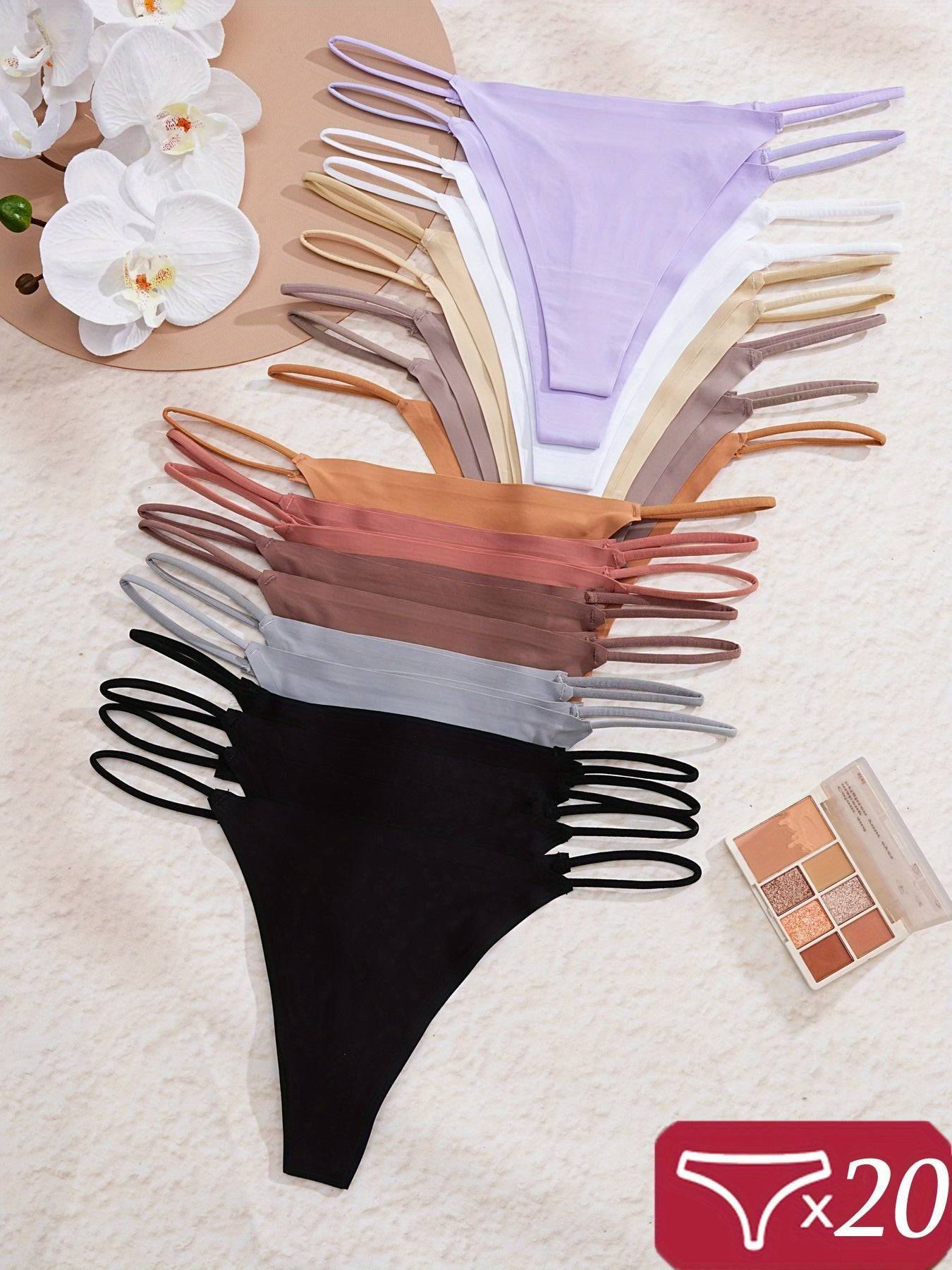 20-Pack Seamless Low-Waist G-String Thongs for Women – Soft, Lightweight & Invisible Fit