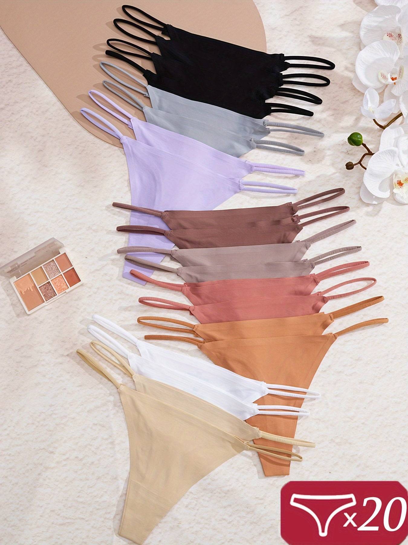 20-Pack Seamless Low-Waist G-String Thongs for Women – Soft, Lightweight & Invisible Fit