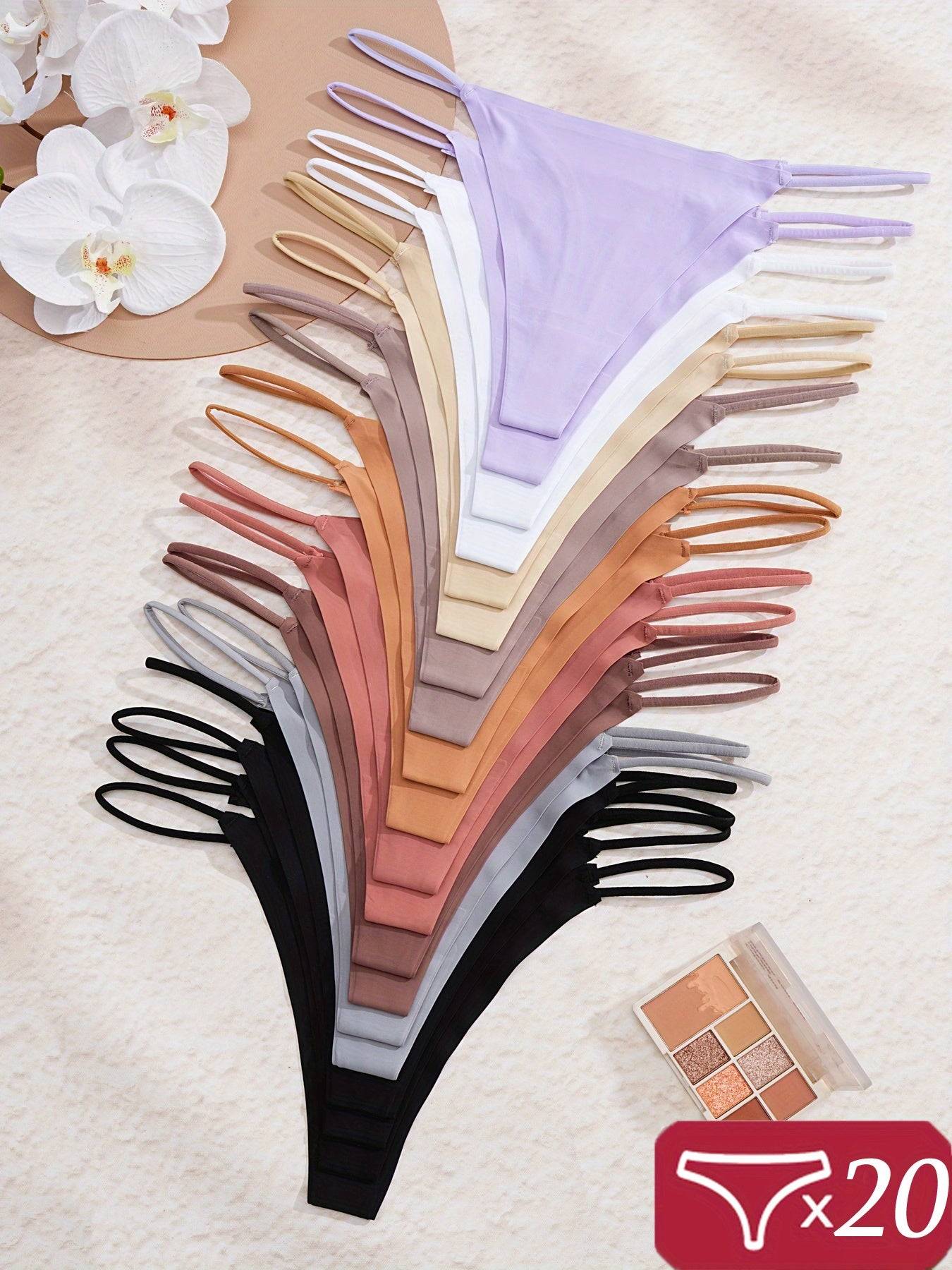20-Pack Seamless Low-Waist G-String Thongs for Women – Soft, Lightweight & Invisible Fit