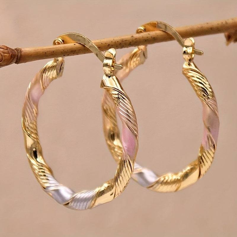 Women’s Boho Vintage Hoop Earrings – Twisted Round Design, Casual Jewelry for Weddings, Parties & Gifts