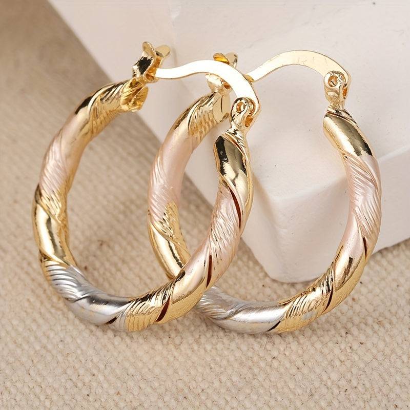 Women’s Boho Vintage Hoop Earrings – Twisted Round Design, Casual Jewelry for Weddings, Parties & Gifts