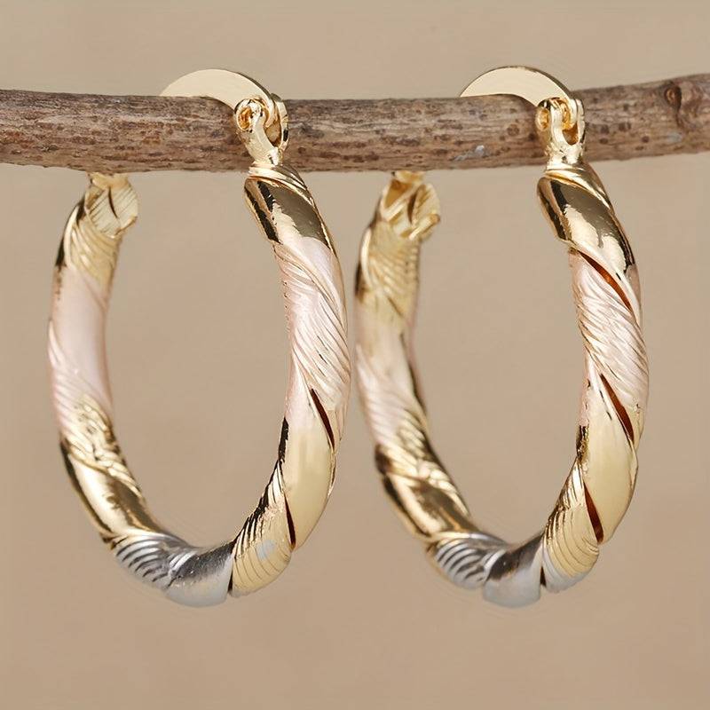 Women’s Boho Vintage Hoop Earrings – Twisted Round Design, Casual Jewelry for Weddings, Parties & Gifts