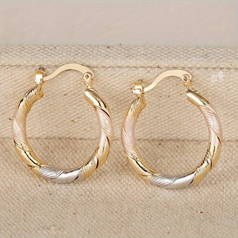 Women’s Boho Vintage Hoop Earrings – Twisted Round Design, Casual Jewelry for Weddings, Parties & Gifts
