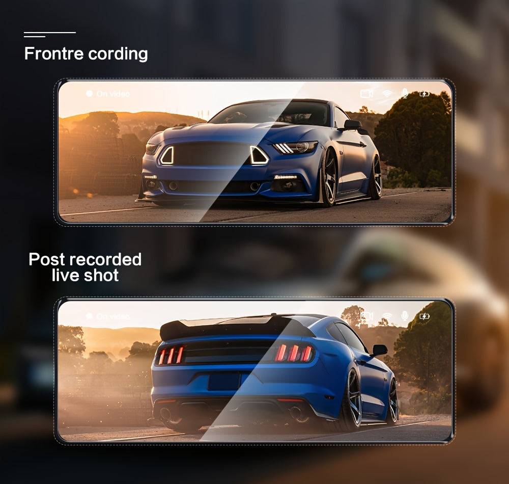 4.3" HD Rearview Mirror Dash Cam 1080P Front & Rear Cameras with Wide-Angle Night Vision Full Touch Screen, 32GB Card & Easy Installation for All Vehicles