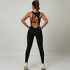 Yoga Jumpsuit V-shaped Back Design Sleeveless Fitness Running Sportswear Stretch Tights Pants For Womens Clothing - PMMNAPOLES