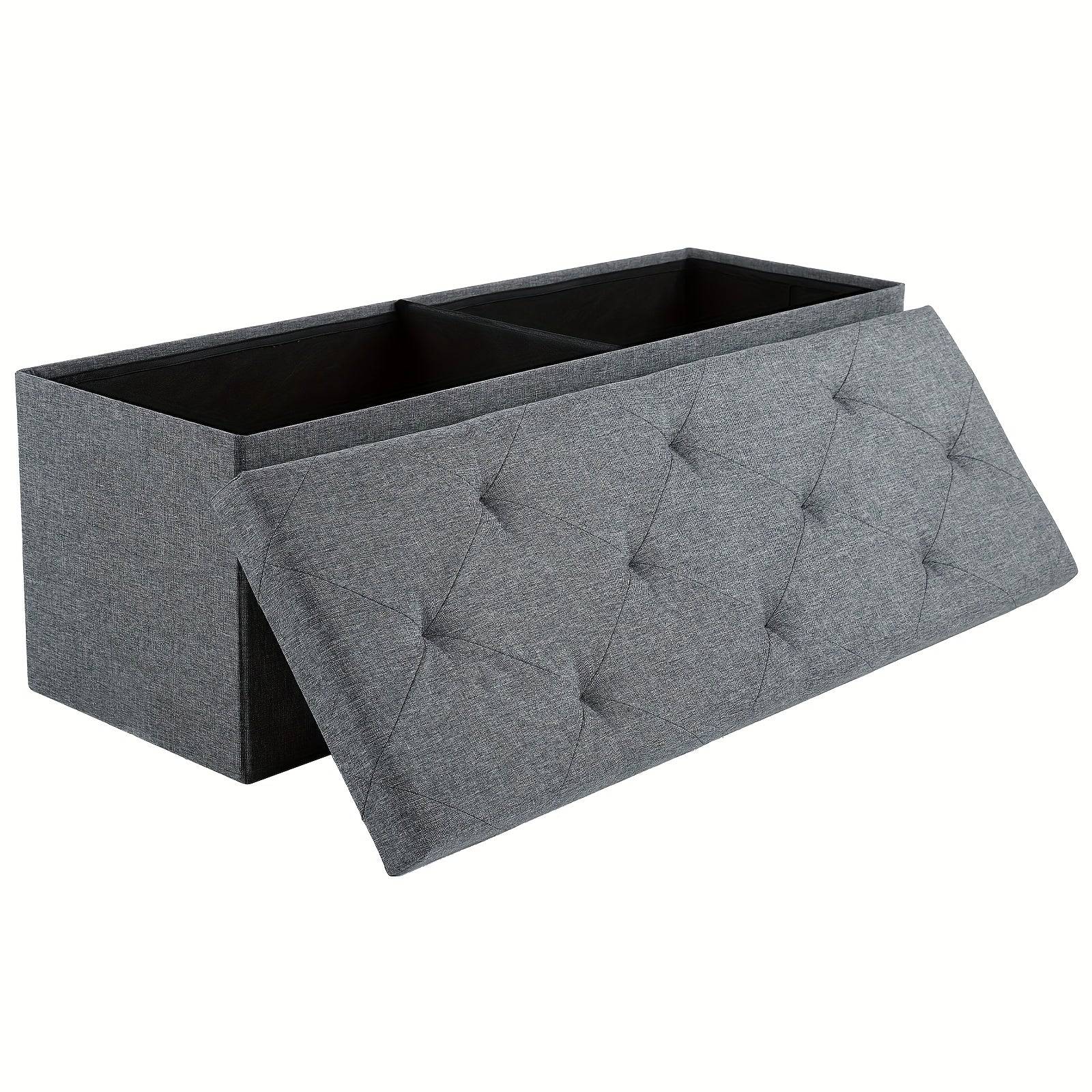 Folding Storage Ottoman Bench with Padded Seat, Multifunctional Storage Chest and End-of-Bed Stool for Bedroom or Living Room