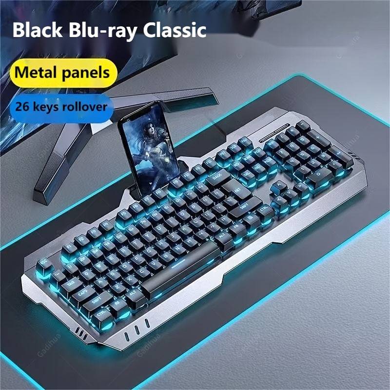 Wired Gaming Keyboard 104-Key Full Size with LED Backlight, Ergonomic Quiet Design & Volume Knob for PC & Laptop