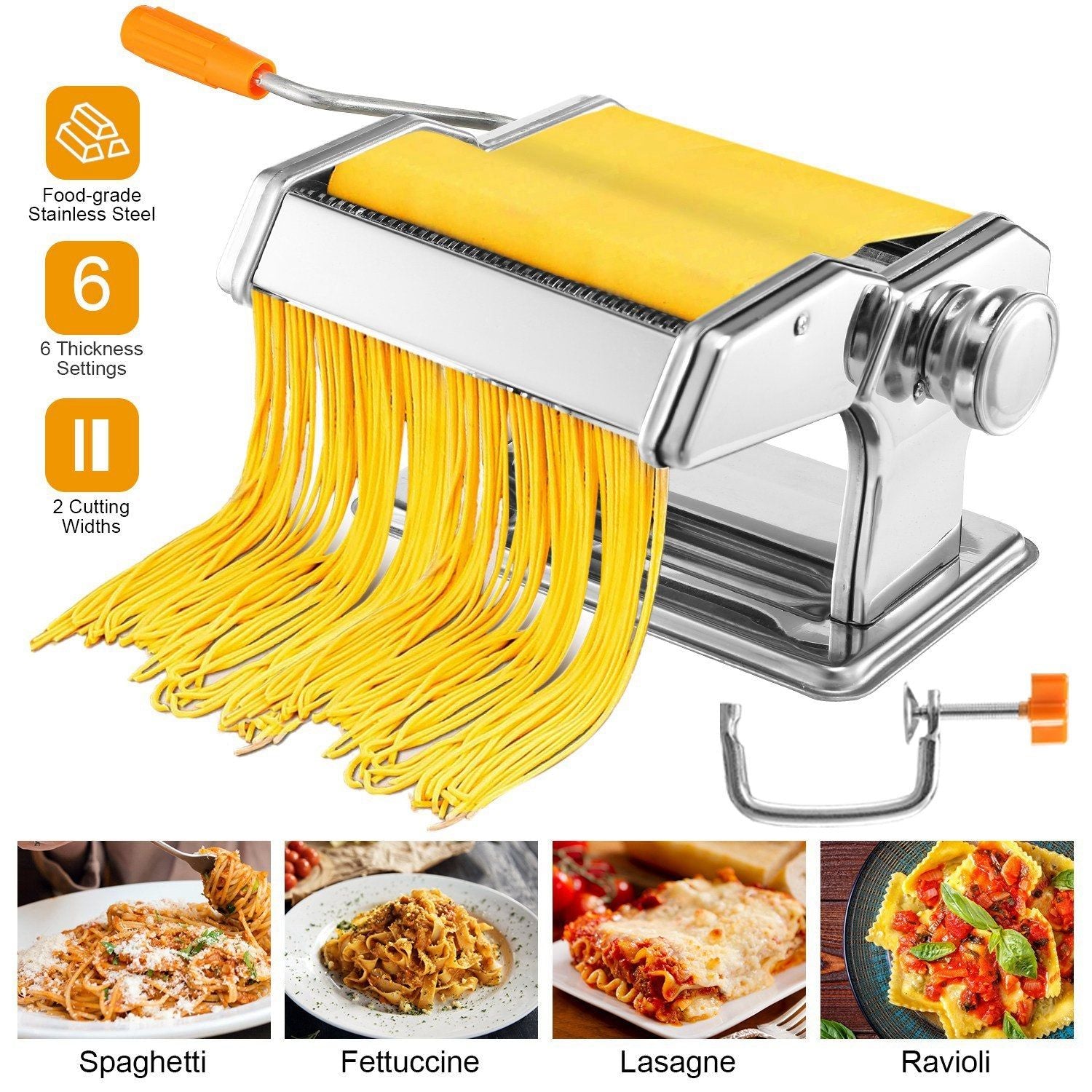 Stainless Steel Pasta Maker Adjustable Settings