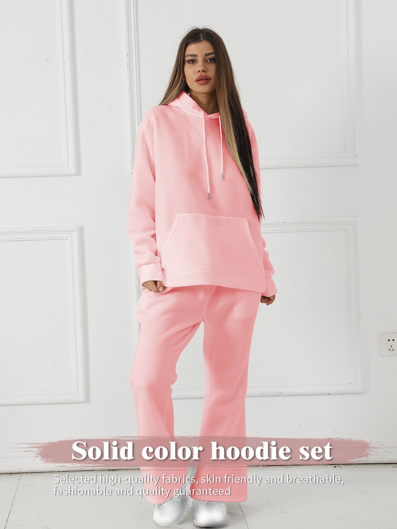 Women Two Piece Sets Solid Color Sweatshirt Outfit