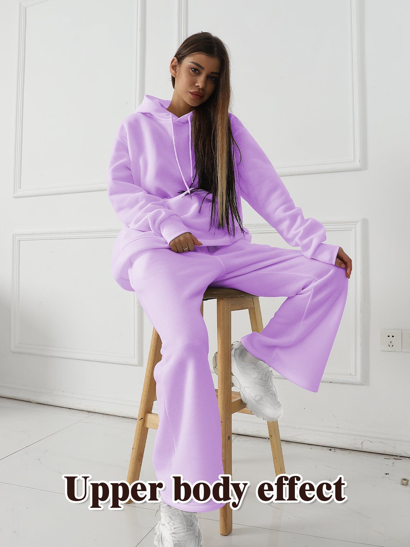 Women Two Piece Sets Solid Color Sweatshirt Outfit