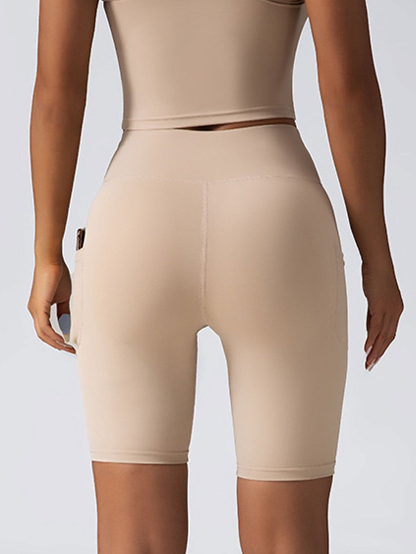 High Waist Seamless Biker Shorts With Pockets Scrunch Fit