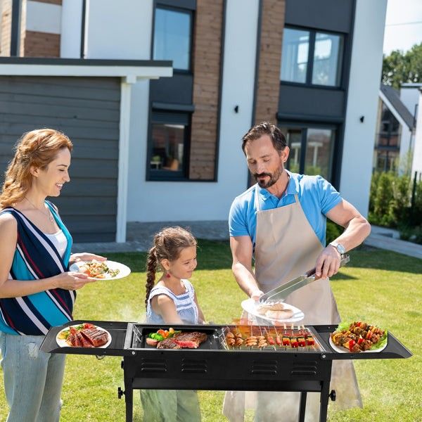 Portable Charcoal Grill 2 in 1 Folding Cooking Set