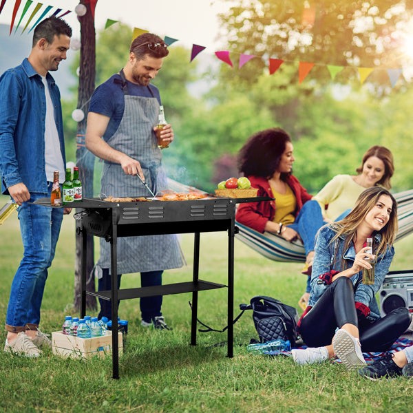 Portable Charcoal Grill 2 in 1 Folding Cooking Set