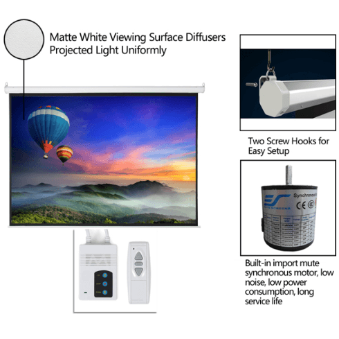 100 Inch Motorized Projector Screen with Remote Control
