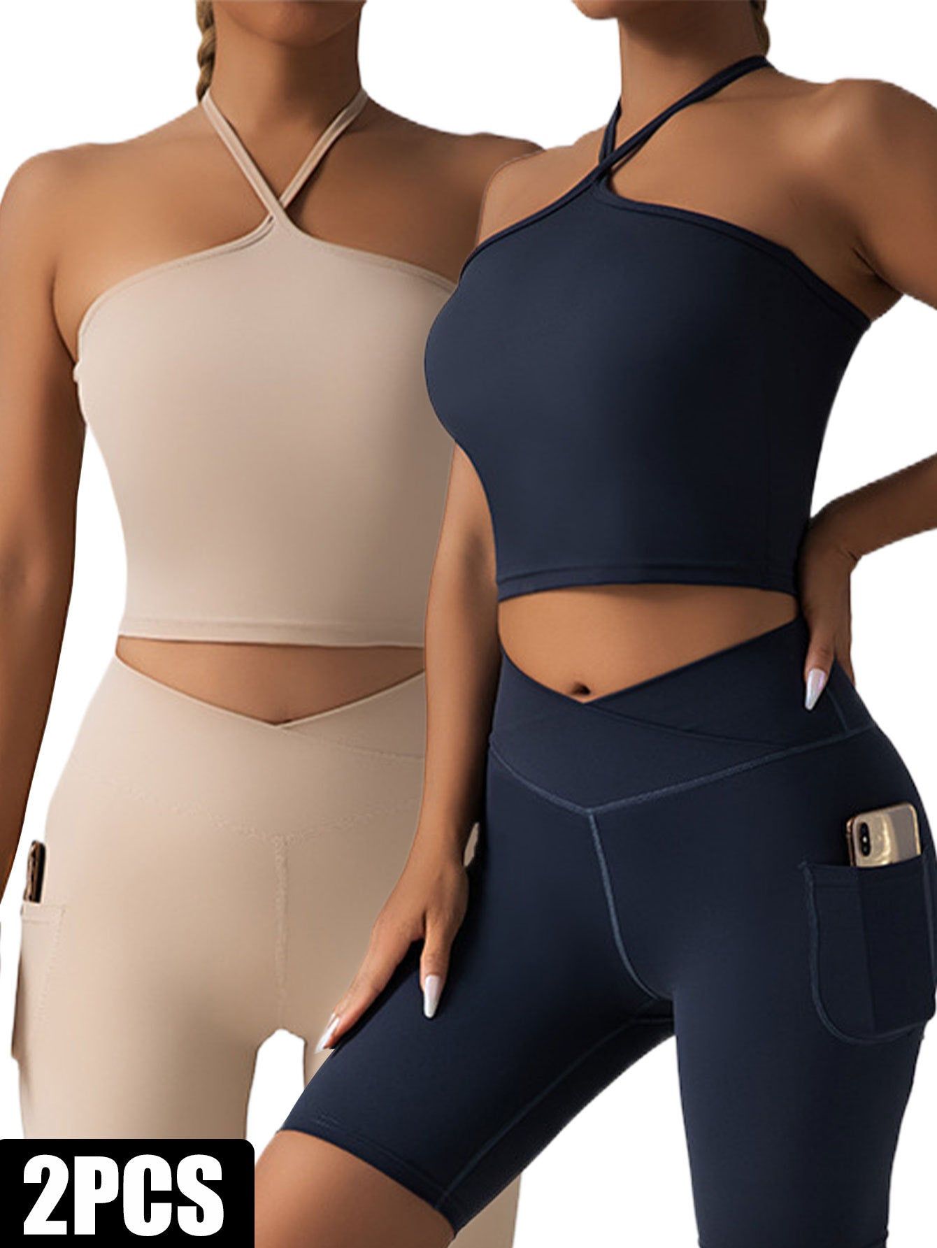 Seamless Racerback Sports Bra 2 Pack High Support Padded