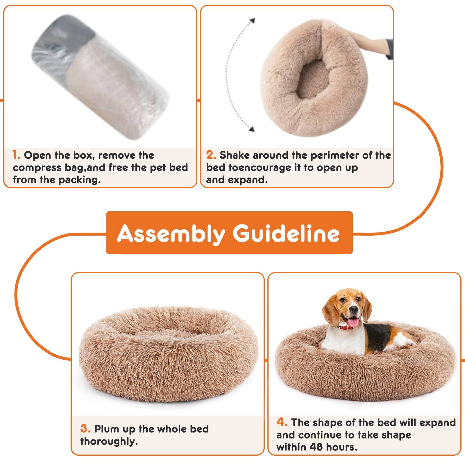 Washable Plush Dog Bed With Non Slip Bottom For All Sizes