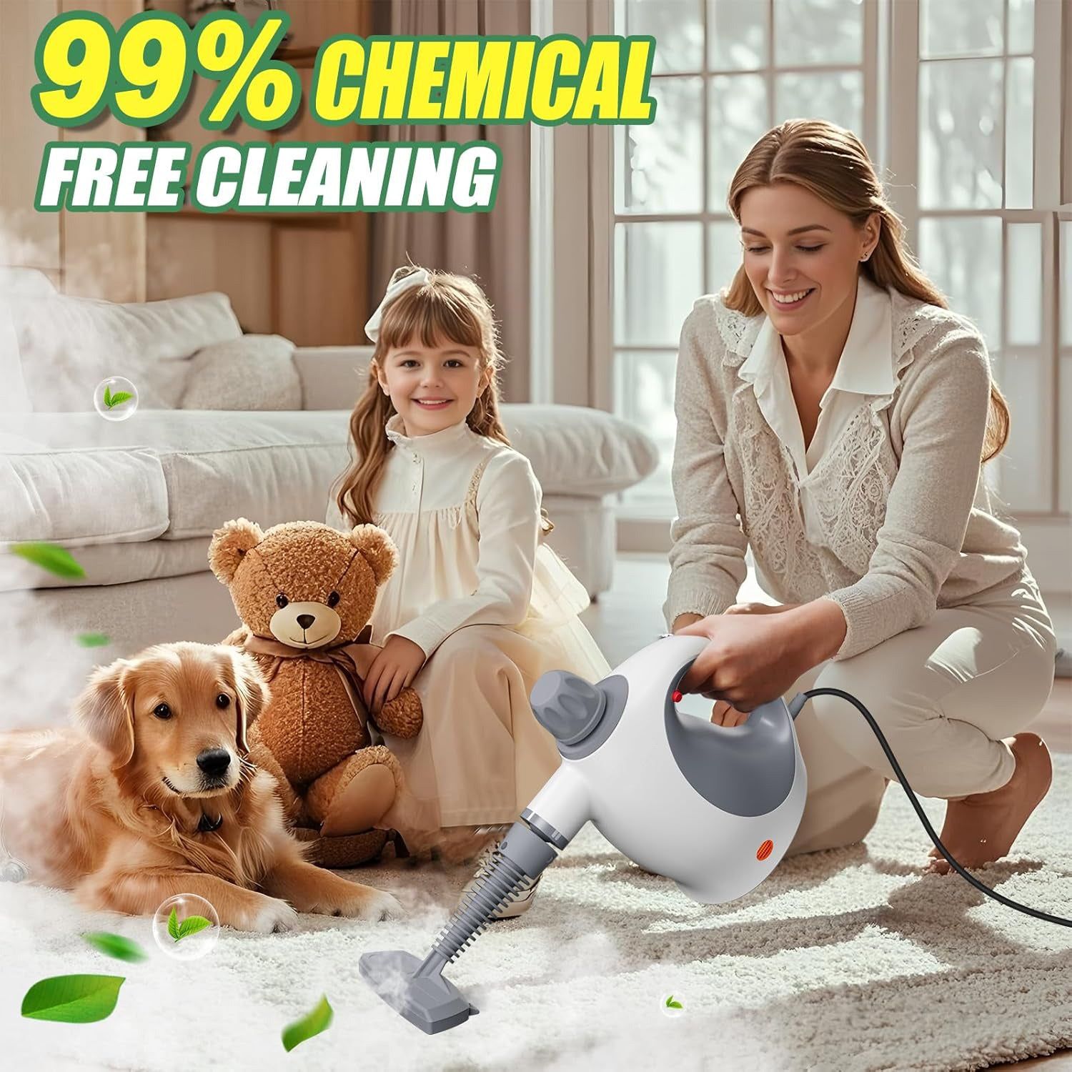 Handheld Steam Cleaner with Safety Lock and 12 Accessories