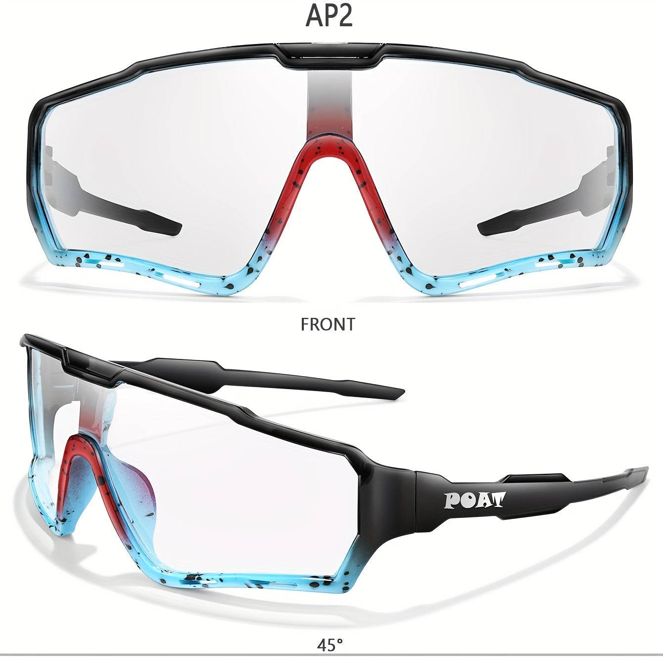 Unisex Color-Changing Cycling Glasses, Sporty PC Frame with Anti-Glare Auto-Tint TAC Lenses, Lightweight and Comfortable, Includes Hard Case