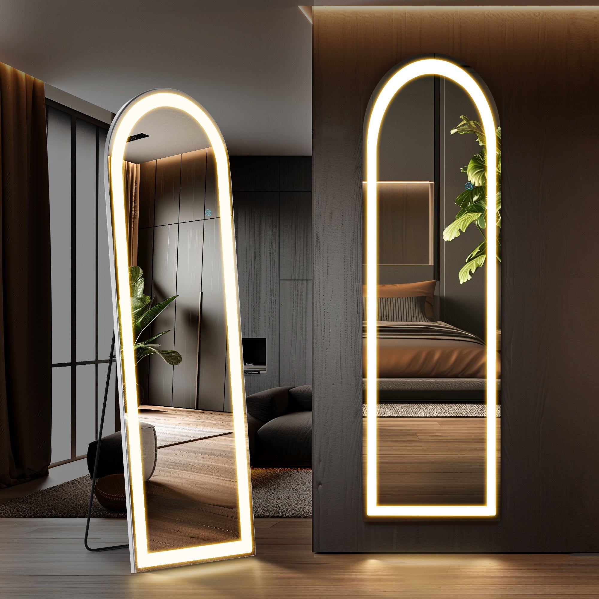 Full Length LED Mirror With Adjustable 3 Color Lighting