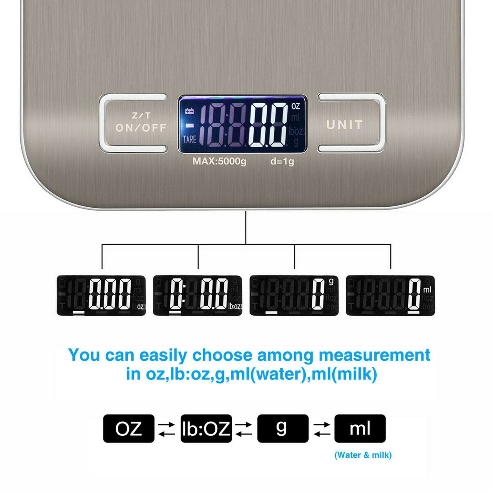 Stainless Steel Food Scale With LCD And Tare Function