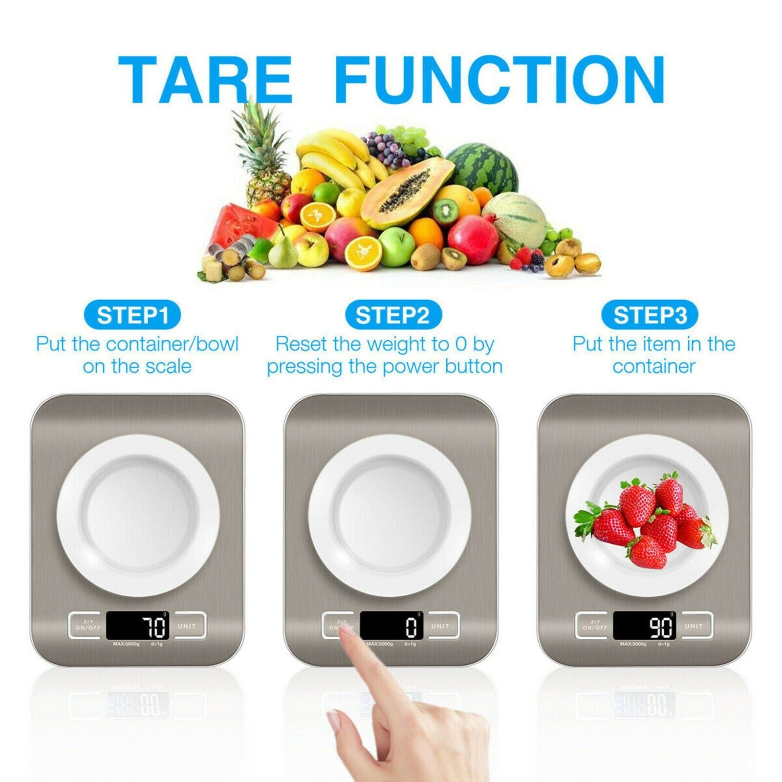 Stainless Steel Food Scale With LCD And Tare Function