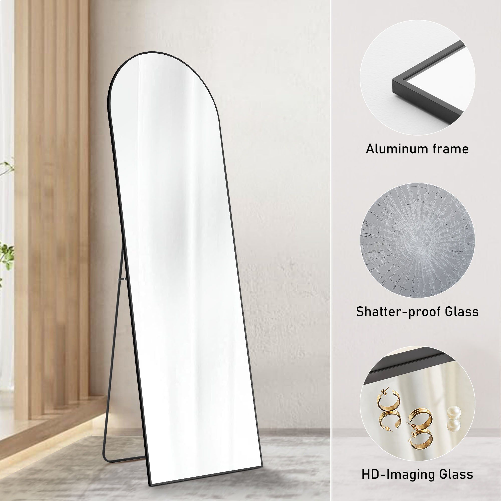 Full Length Floor Mirror With Aluminum Alloy Frame