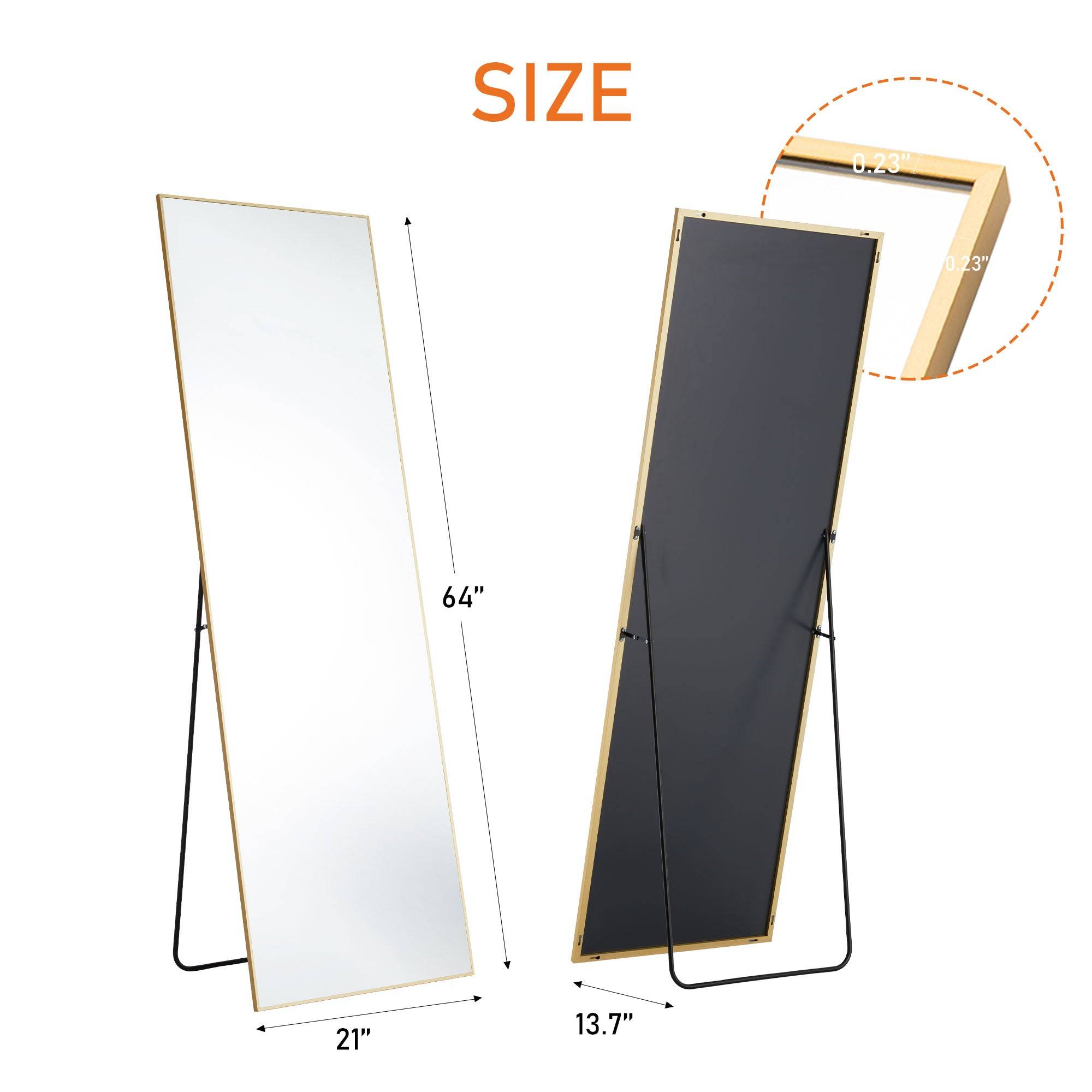 Full Length Floor Mirror With Aluminum Alloy Frame