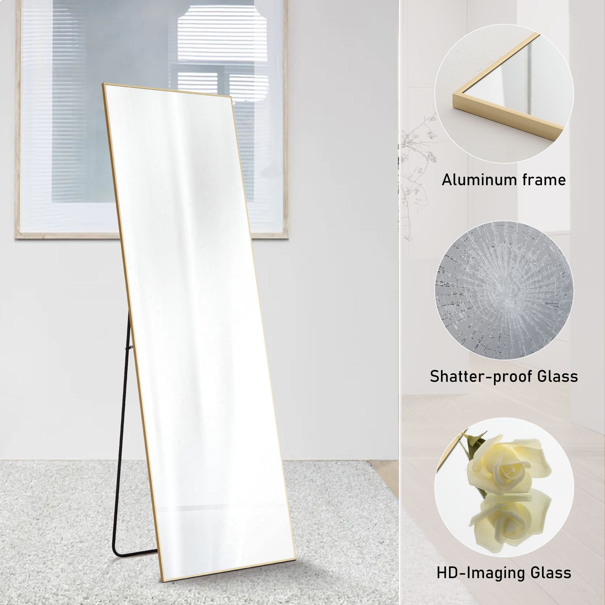Full Length Floor Mirror With Aluminum Alloy Frame