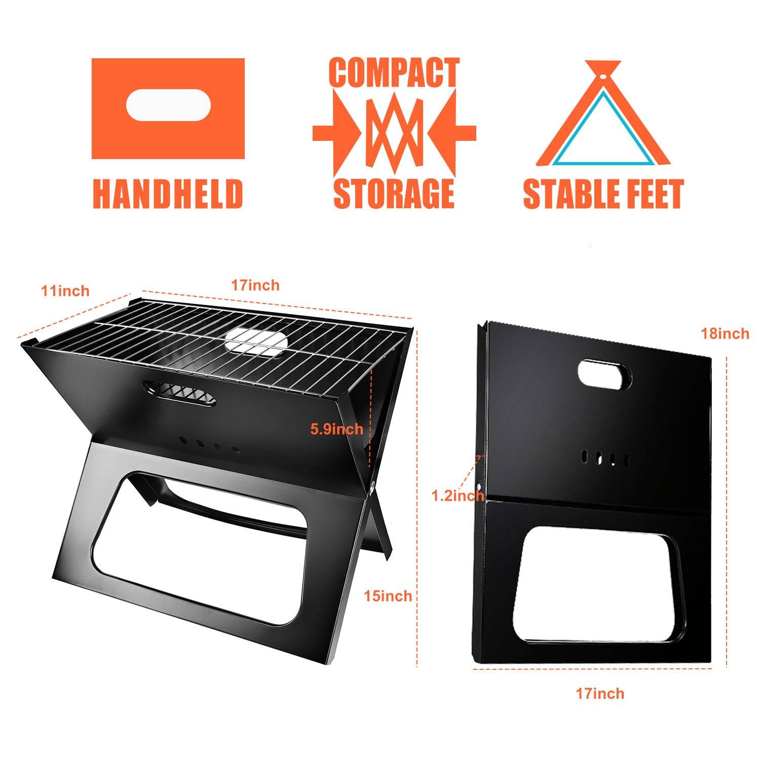 Portable Charcoal Grill Foldable BBQ for Outdoor Cooking
