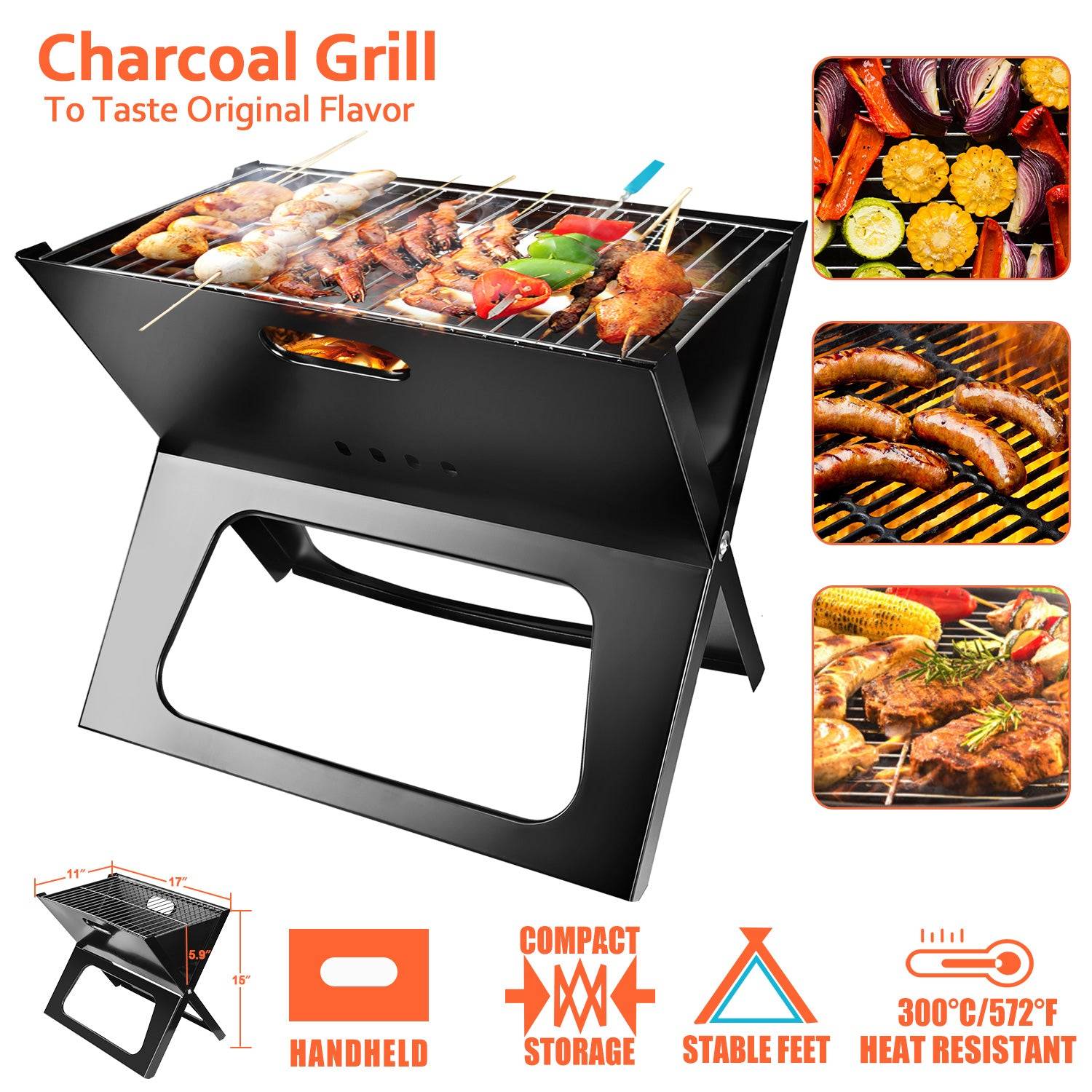 Portable Charcoal Grill Foldable BBQ for Outdoor Cooking