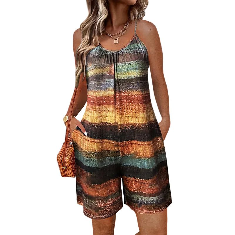 Summer Romper Sleeveless Loose Fit With Pockets Women