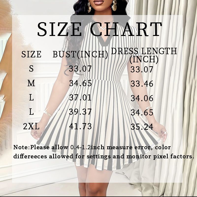 Striped Polo Dress with V Neck and Short Sleeves