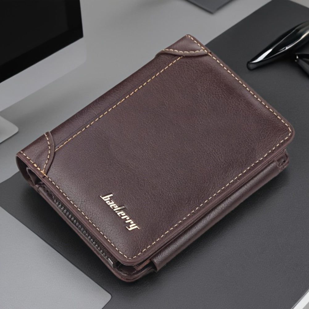 Mens Leather Wallet Slim Bifold With Coin Pocket And ID