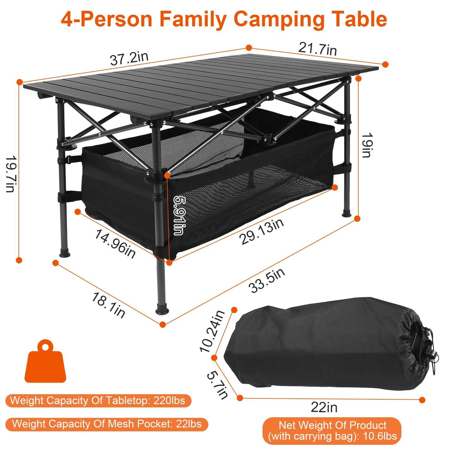 Aluminum Camping Table Foldable with Bag