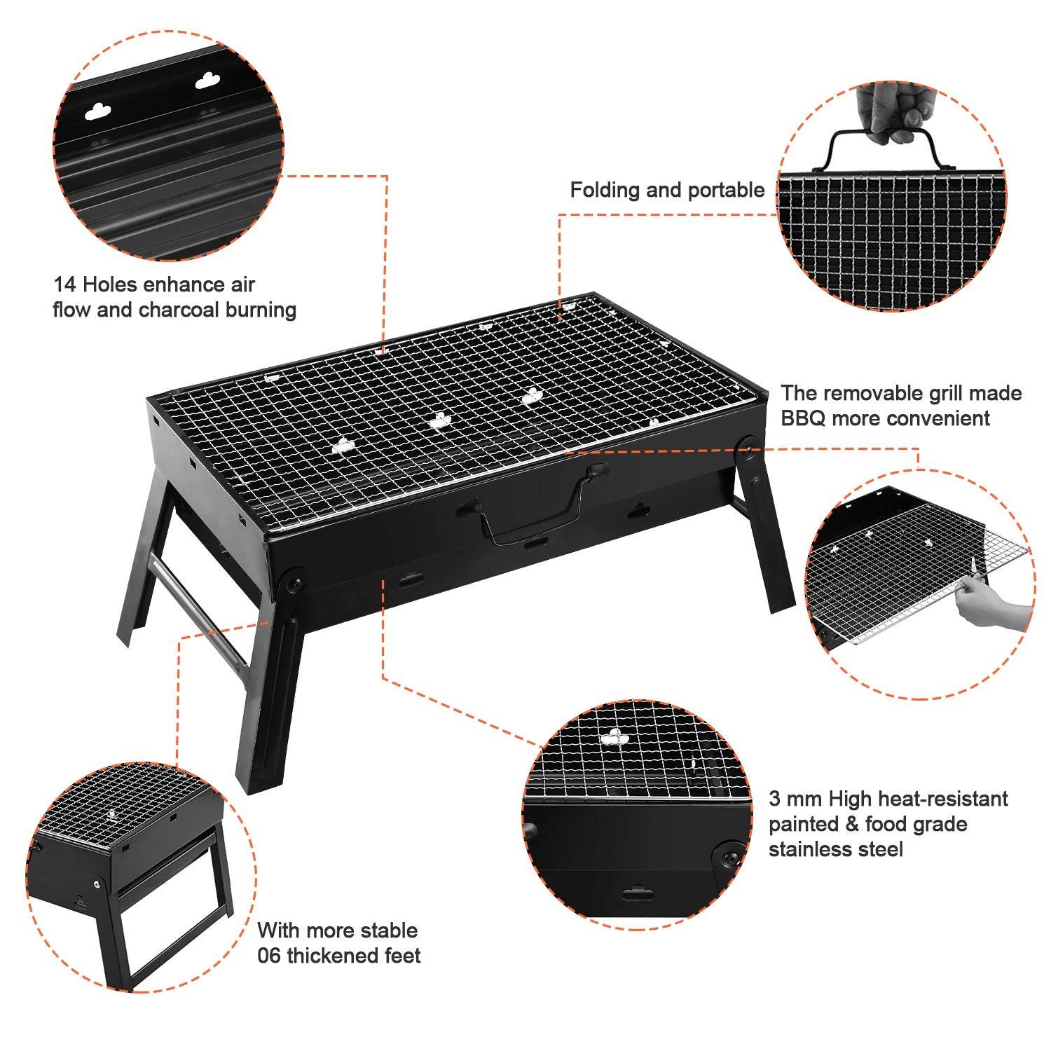 Portable Charcoal Grill Foldable for Camping
