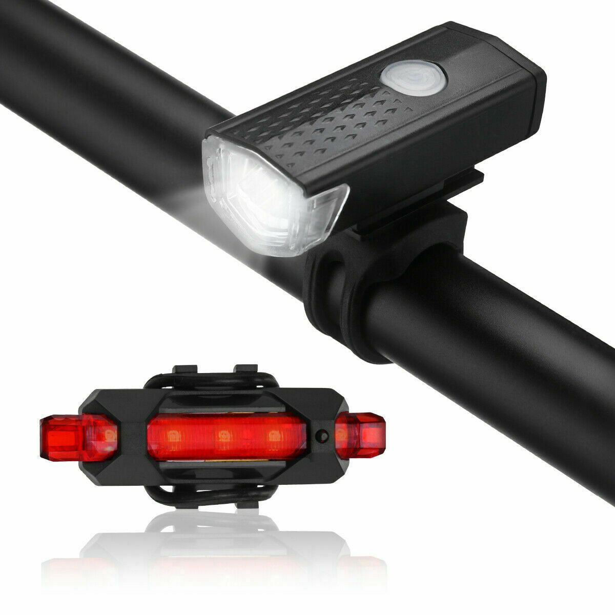 USB Rechargeable Bike Lights Set With Front And Rear LED