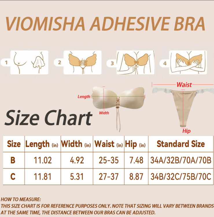 Adhesive Strapless Bras and Panties Push Up Set