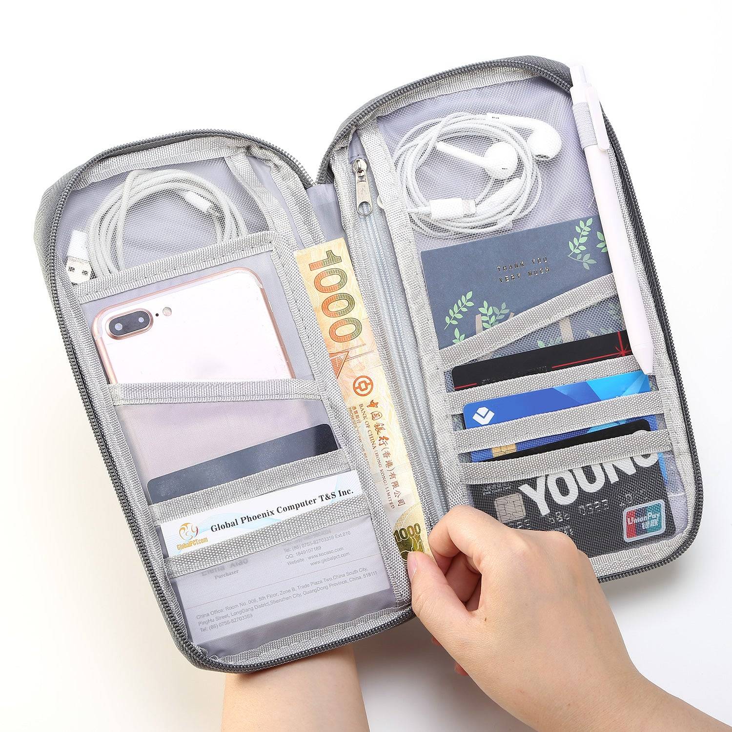 Travel Passport Wallet with 12 Compartments