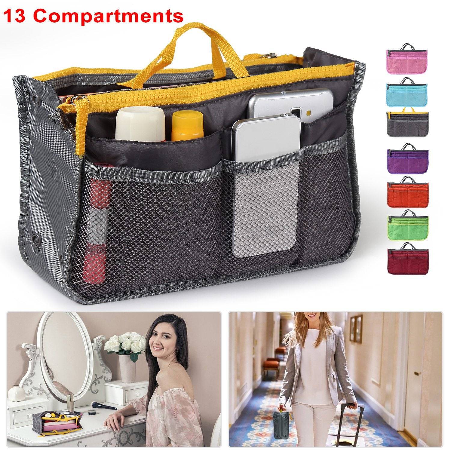 Handbag Organizer Purse Insert With 13 Pockets And Handle