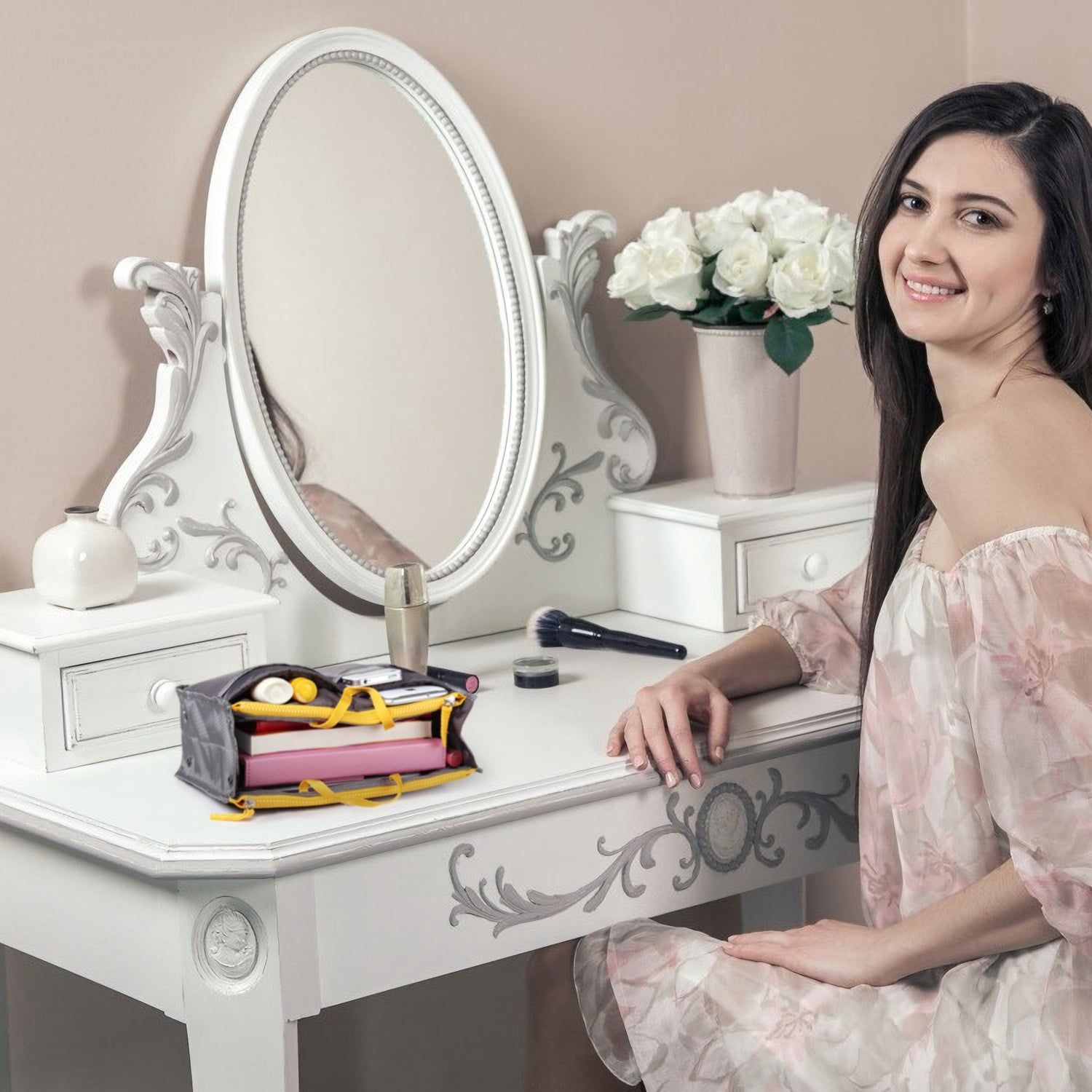 Handbag Organizer Purse Insert With 13 Pockets And Handle