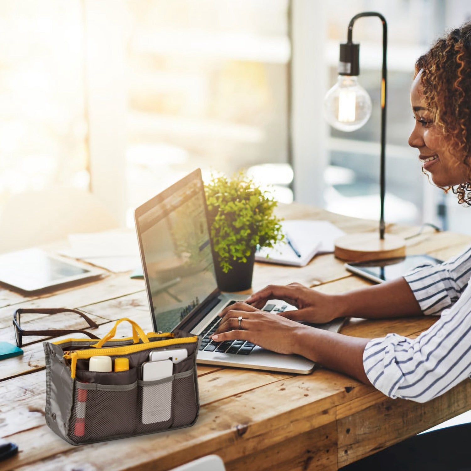 Handbag Organizer Purse Insert With 13 Pockets And Handle
