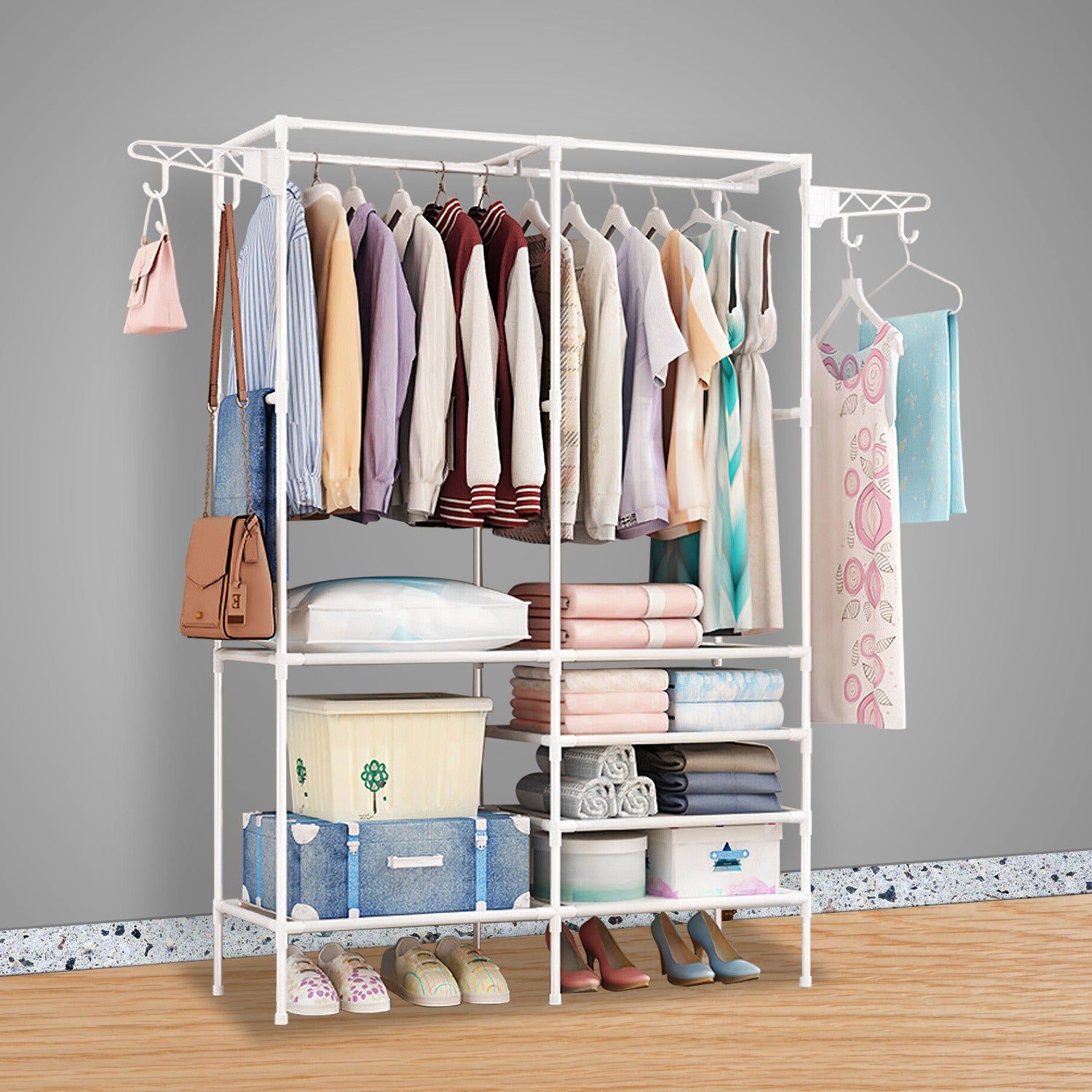 Adjustable Garment Rack With Shelves