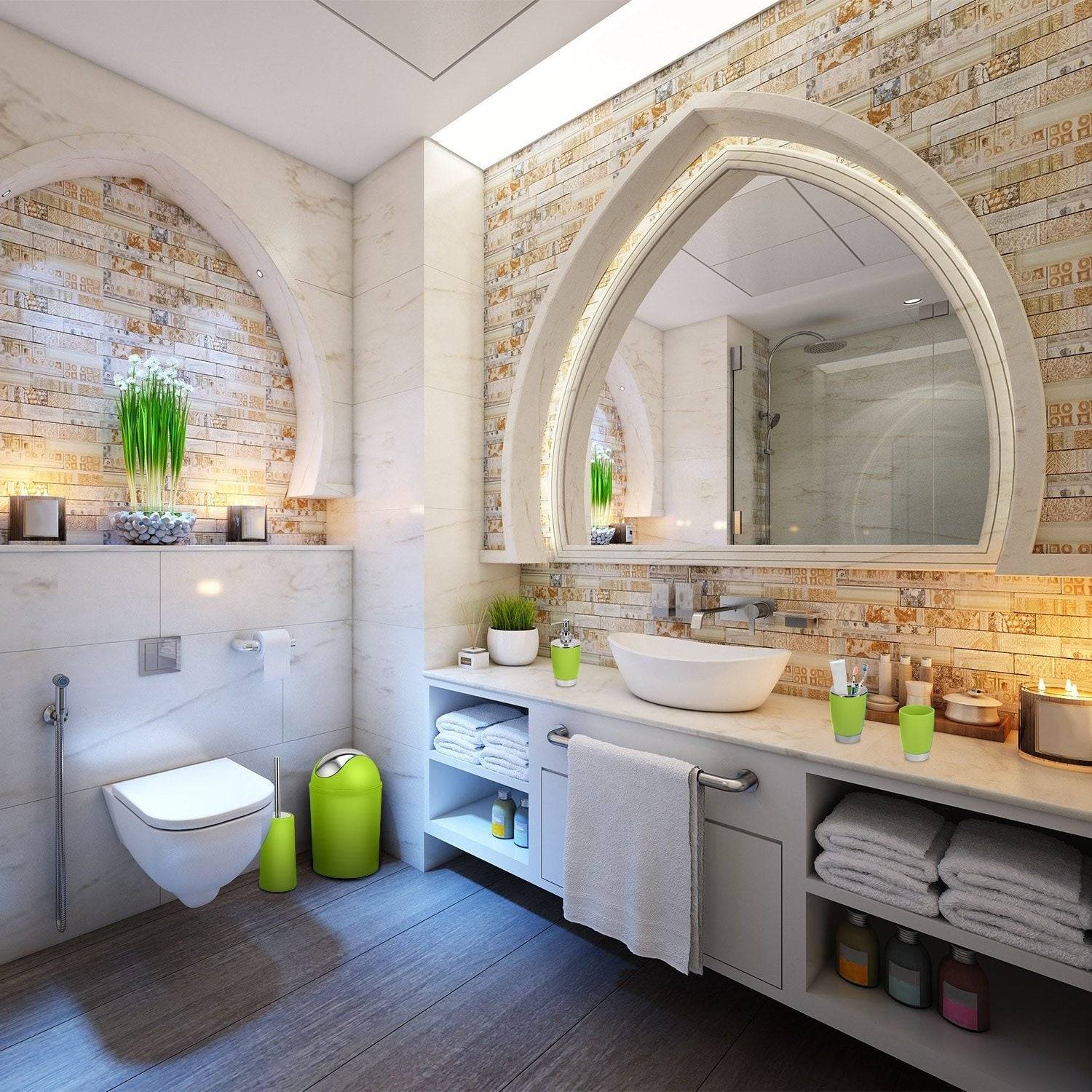 Bathroom Set 6 Piece Durable PP Accessories Collection