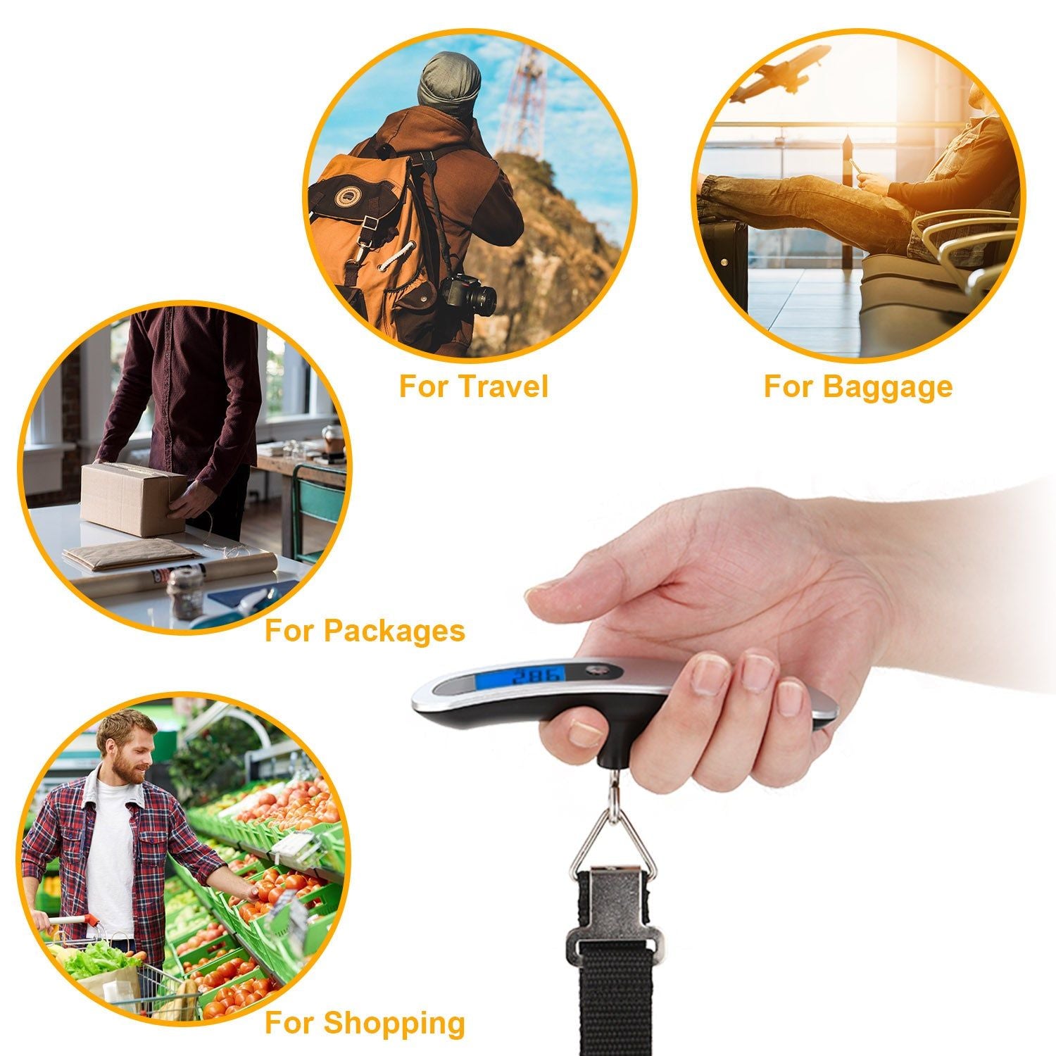 Portable Digital Luggage Scale With LCD Display And T Handle