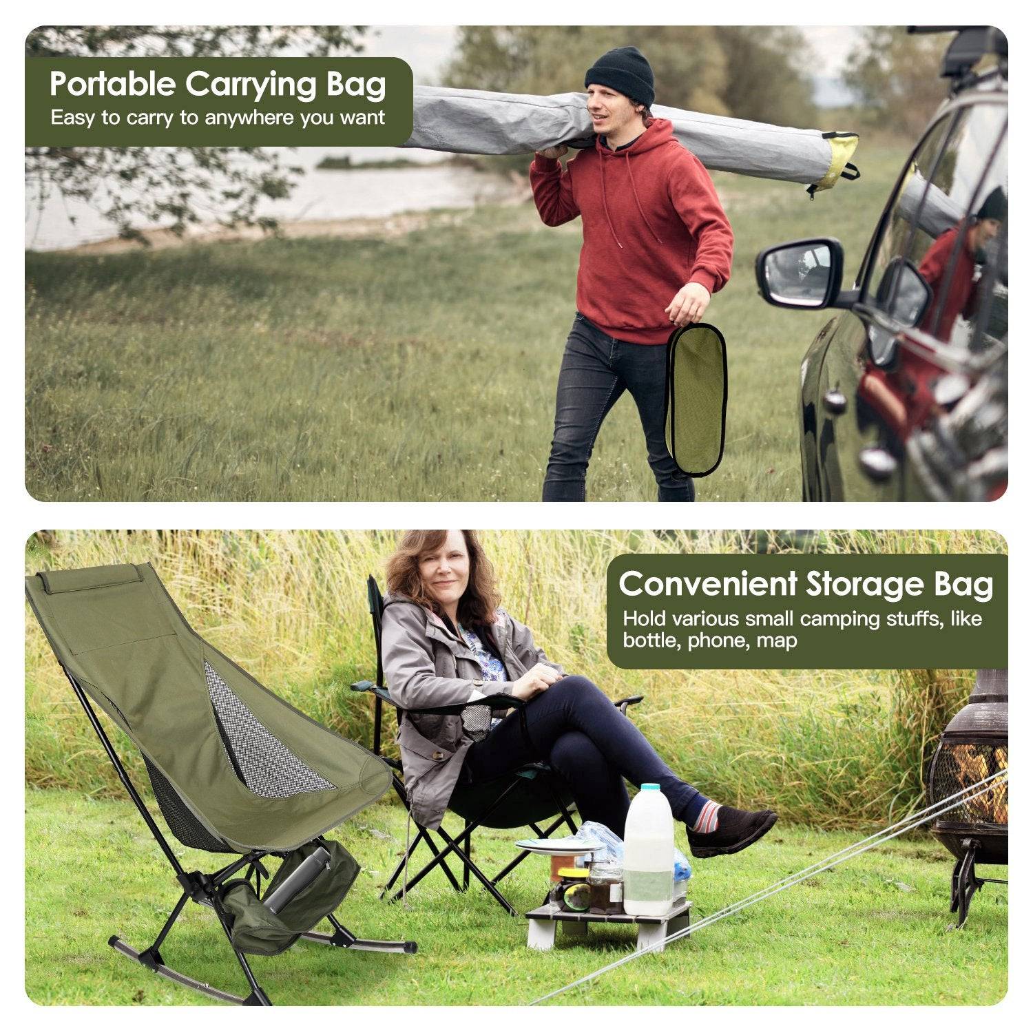 Portable Camping Rocking Chair with Bag