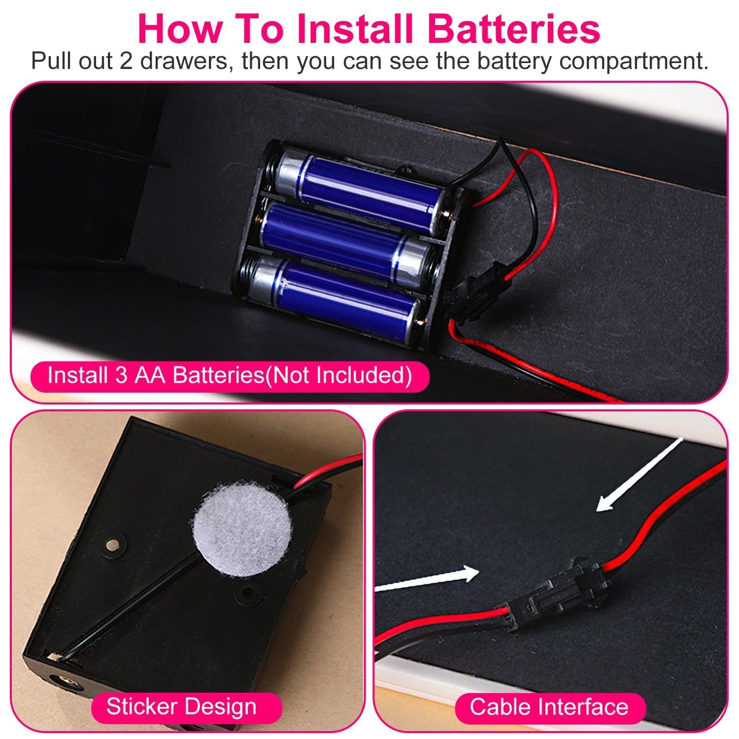 Jewelry Box 3 Layer PU Design with LED Mirror Velvet Lining