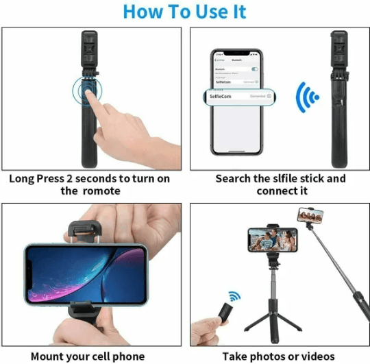 3 in 1 Selfie Stick Tripod with Bluetooth Remote