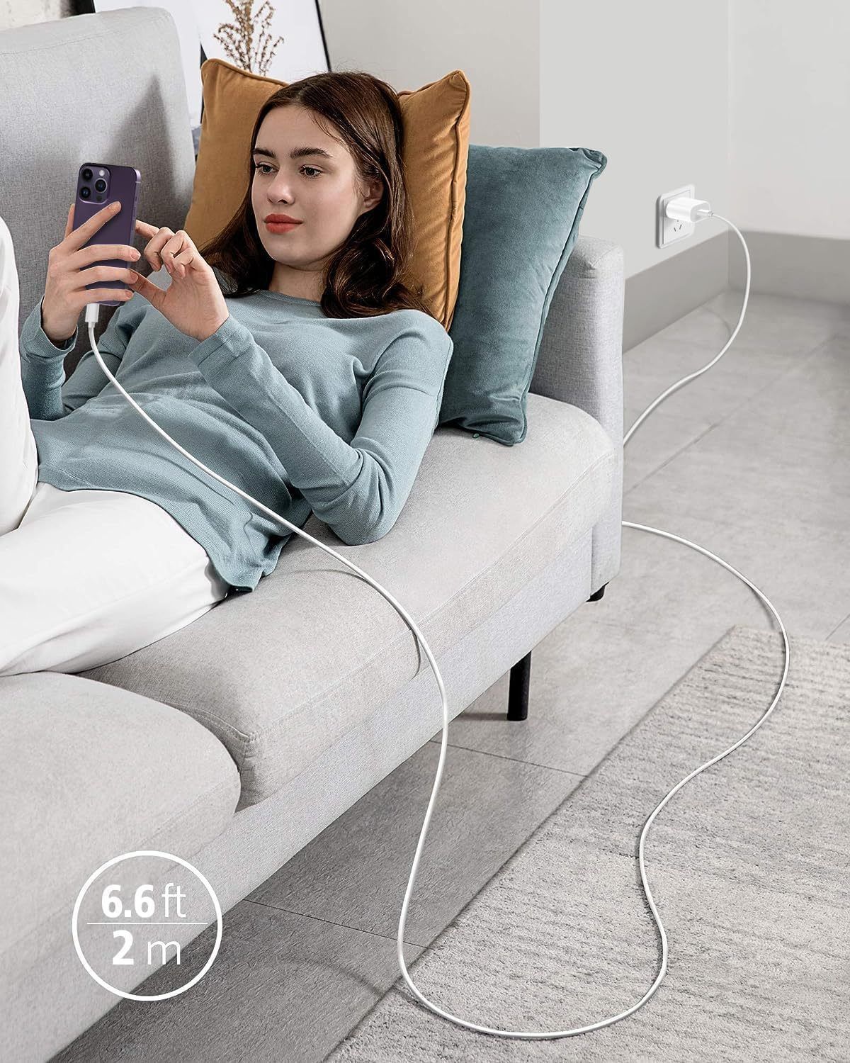 Phone Charger 2 Pack Fast Charging Cable and Wall Plug